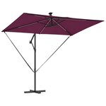 vidaXL Parasol banane à mât déporté Rouge bordeaux 294 x 200 x 254 cm