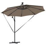 vidaXL Parasol banane à mât déporté Taupe 294 x 294 x 248 cm