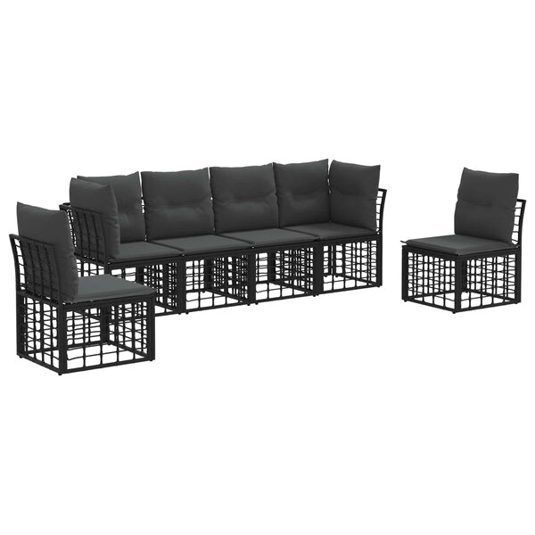 vidaXL Ensemble de canapés d'extérieur Noir Polyester