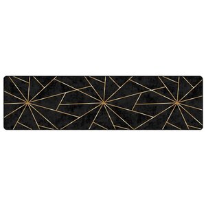 vidaXL Tapis lavable noir et doré 80x300 cm antidérapant