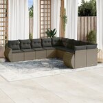 vidaXL Salon de jardin avec coussins 10 Pièces gris clair résine tressée
