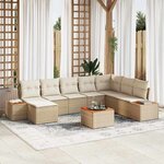 vidaXL Ensemble de canapé de jardin avec coussin 9 Pièces beige et crème