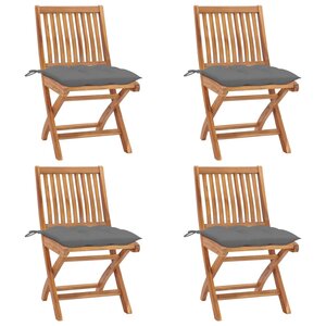 vidaXL Chaises pliables de jardin avec coussins lot de 4 Teck solide
