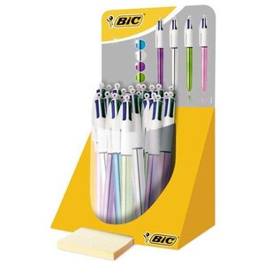 Tubo de 20 Stylos bille 4 COLOURS SHINE Assortis Pte Moy. 4 Couleurs classiques BIC