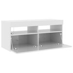 vidaXL Meuble TV avec lumières LED blanc brillant 90x35x40 cm
