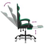 vidaXL Chaise de jeu avec repose-pied Noir et vert Similicuir