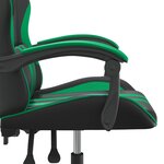 vidaXL Chaise de jeu pivotante Noir et vert Similicuir