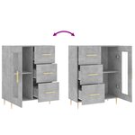 vidaXL Buffet gris béton 69 5x34x90 cm bois d'ingénierie