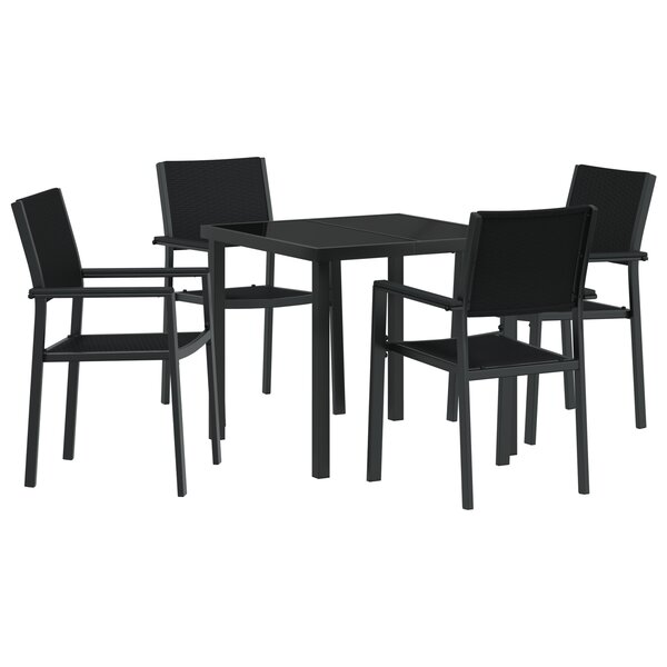 vidaXL Ensemble de salle à manger de jardin 5 pièces en poly rotin noir.
