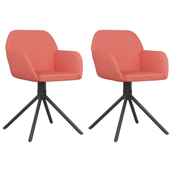 vidaXL Chaises pivotantes à manger lot de 2 Rose Velours