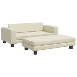 vidaXL Canapé avec repose-pied pour enfants crème 100x50x30 cm