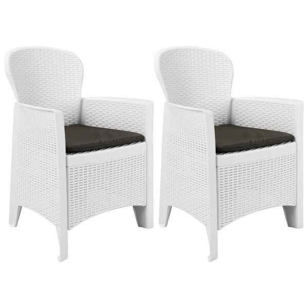 vidaXL Chaise de jardin lot de 2 coussin Blanc Plastique Aspect rotin
