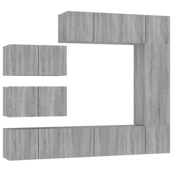 vidaXL Ensemble de meubles TV 8 Pièces Sonoma gris Bois d'ingénierie