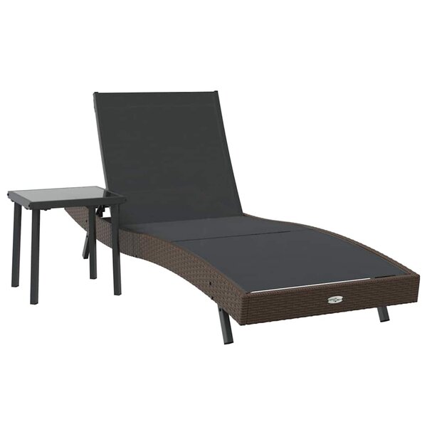 vidaXL Transat avec Table 2 Pièces Marron  noir 40 x 40 x 40.5 cm