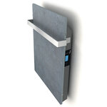 Radiateur sèche-serviette électrique 1000w à inertie en pierre naturelle horizontal gris terra-mazda - thermostat programmable - mode hors-gel