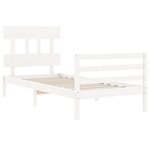 vidaXL Cadre de lit et tête de lit blanc 100x200 cm bois massif