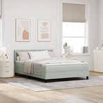 Lit Box Spring vidaXL avec Matelas et Lumière LED Gris clair 160x200 cm Velours