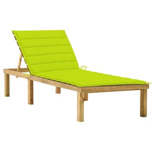 vidaXL Chaise longue avec coussin vert vif Bois de pin imprégné