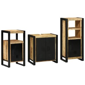 vidaXL Ensemble de mobilier de salle de bain 3 Pièces Marron et Noir