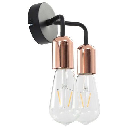 Icaverne - Lampes Moderne Lampe murale avec ampoules à filament 2W Noir et cuivre E27