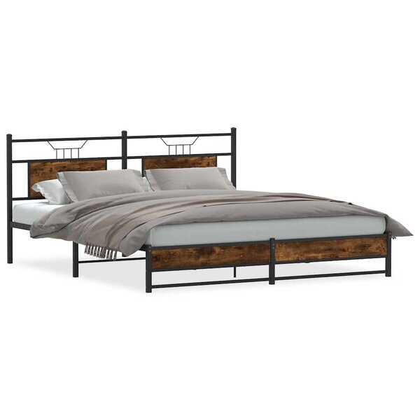 vidaXL Cadre de lit sans matelas chêne fumé 160x200 cm bois ingénierie