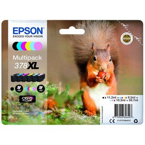 Multipack 6 cartouche d'encre 378xl noir cyan magenta jaune cyan clair magenta clair epson