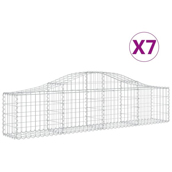 vidaXL Paniers à gabions arqués 7 Pièces 200x30x40/60 cm Fer galvanisé