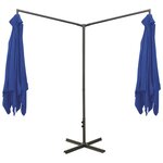 vidaXL Parasol de jardin double avec mât en acier bleu azuré 600x300cm
