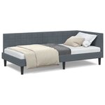vidaXL Cadre de lit d'angle Gris foncé 90 x 200 cm Velours