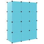 vidaXL Armoire de rangement pour enfants avec 12 cubes Bleu PP