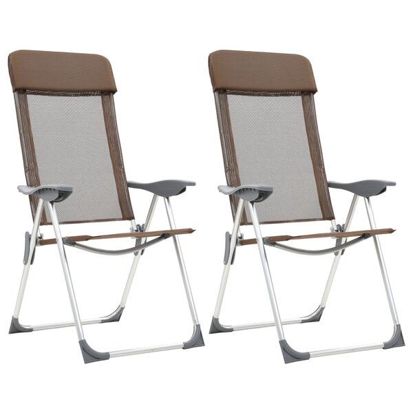 vidaXL Chaises de camping pliables lot de 2 Marron Aluminium