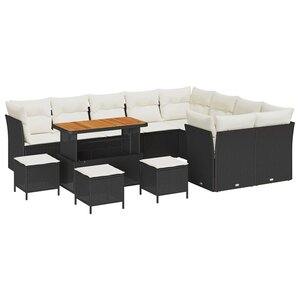 vidaXL Ensemble de canapé de jardin 13 Pièces Noir polyrotin