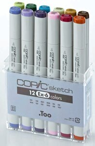 Set 12 marqueurs Manga Copic Sketch Les essentiels