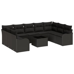 Ensemble de Canapés de Jardin de 10 Pièces avec Coussins Beige Poly Rattan