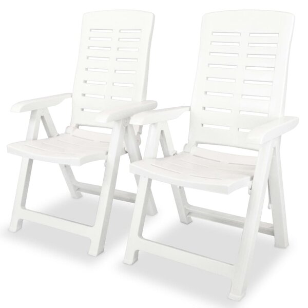 vidaXL lot de 2 Chaises inclinables de jardin Plastique Blanc