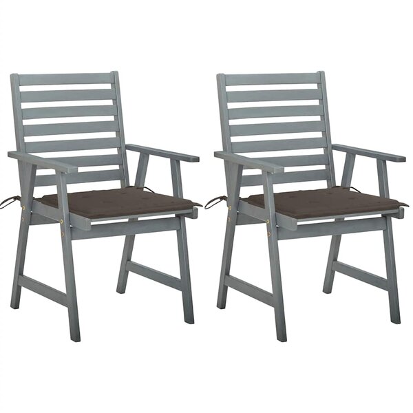 vidaXL Chaises à manger d'extérieur lot de 2 et coussins Acacia massif