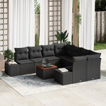 vidaXL Ensemble de Canapés de Jardin 9 Pièces Noir 55 x 55 x 37 cm