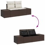 vidaXL Ensemble de canapé de jardin avec coussin 5 Pièces Marron  Crème