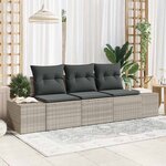 vidaXL Ensemble de canapé de jardin 3 Pièces Gris clair Poly rotin