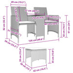 vidaXL Canapé de jardin 2 places avec table et tabourets gris rotin