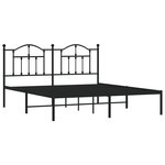 vidaXL Cadre de lit métal avec tête de lit noir 180x200 cm