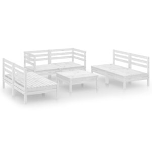 Salon de jardin meuble d'extérieur ensemble de mobilier 7 pièces blanc bois de pin massif 02_0017348