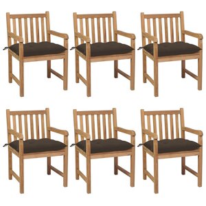 vidaXL Chaises de jardin lot de 6 et coussins taupe bois teck solide