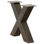 vidaXL Pieds de table basse en forme de X  2 pièces  acier naturel  50 x (42-43) cm