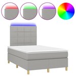 vidaXL Sommier à lattes de lit matelas LED gris clair 120x190 cm tissu