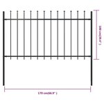 vidaXL Clôture de jardin avec dessus en lance Acier 1 7 x 1 m Noir