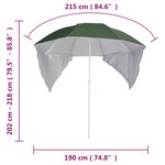 vidaXL Parasol de plage avec parois latérales Vert 215 cm