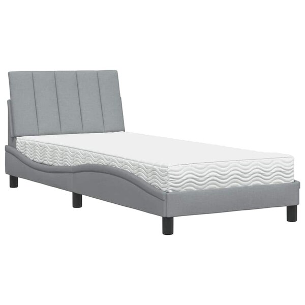 vidaXL Lit avec matelas gris clair 90x190 cm tissu