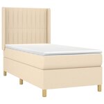 vidaXL Sommier à lattes de lit matelas et LED Crème 90x200 cm Tissu