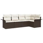 vidaXL Ensemble de canapé de jardin 5 pièces avec des coussins en rotin marron
